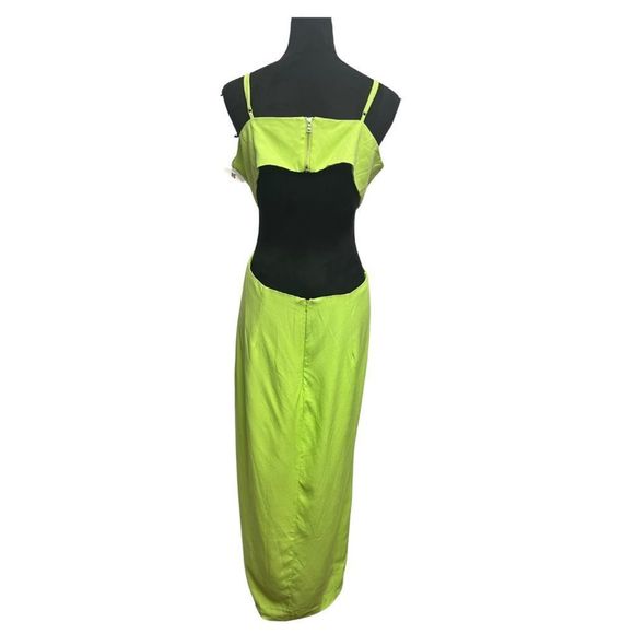 Bardot Cut Out Slit Midi Dress Green - Picture 4 of 8